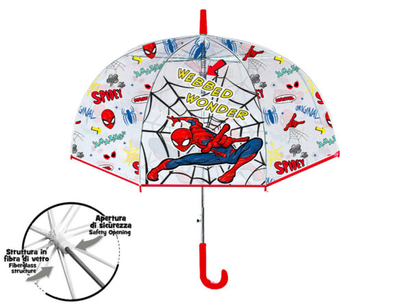 OMBRELLO CUPOLA TRASPARENTE 42/8 SPIDERMAN